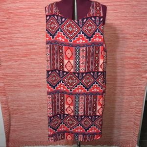 Ed-it-Ed Red & Blue Patterned Dress